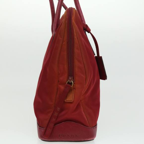 PRADA Tote Bag Nylon Leather Red Auth bs2046 - Picture 4 of 16